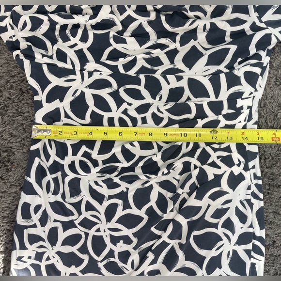 Anne Klein Elegant Slate and light cream floral Patterned Dress women’s size 8 - Picture 11 of 17